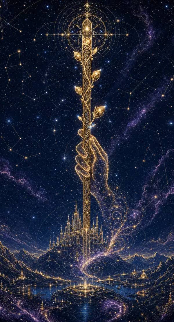 La carte As de Bâtons du jeu de tarot quantique