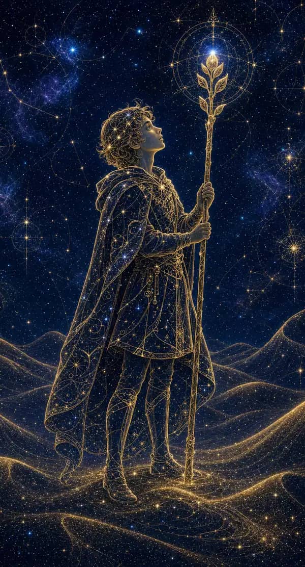 La carte Valet de Bâtons du jeu de tarot quantique