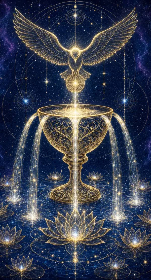 La carte As de Coupes du jeu de tarot quantique