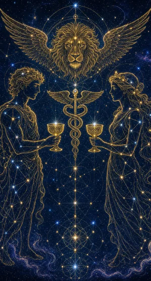 La carte Deux de Coupes du jeu de tarot quantique
