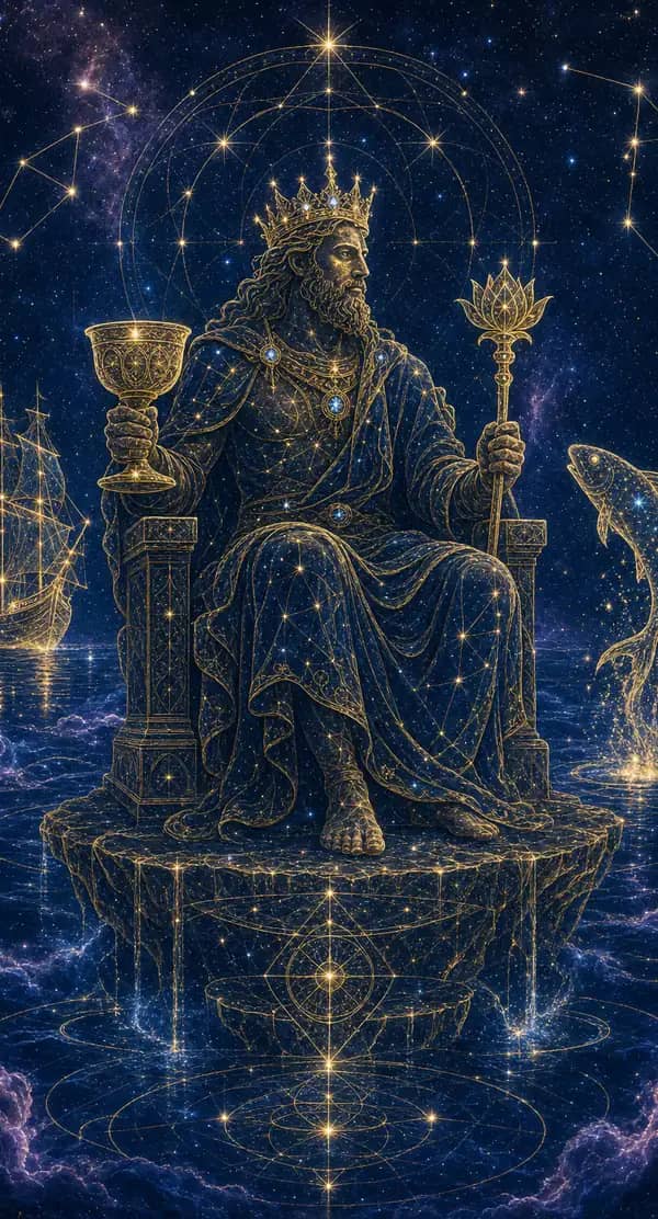 La carte Roi de Coupes du jeu de tarot quantique