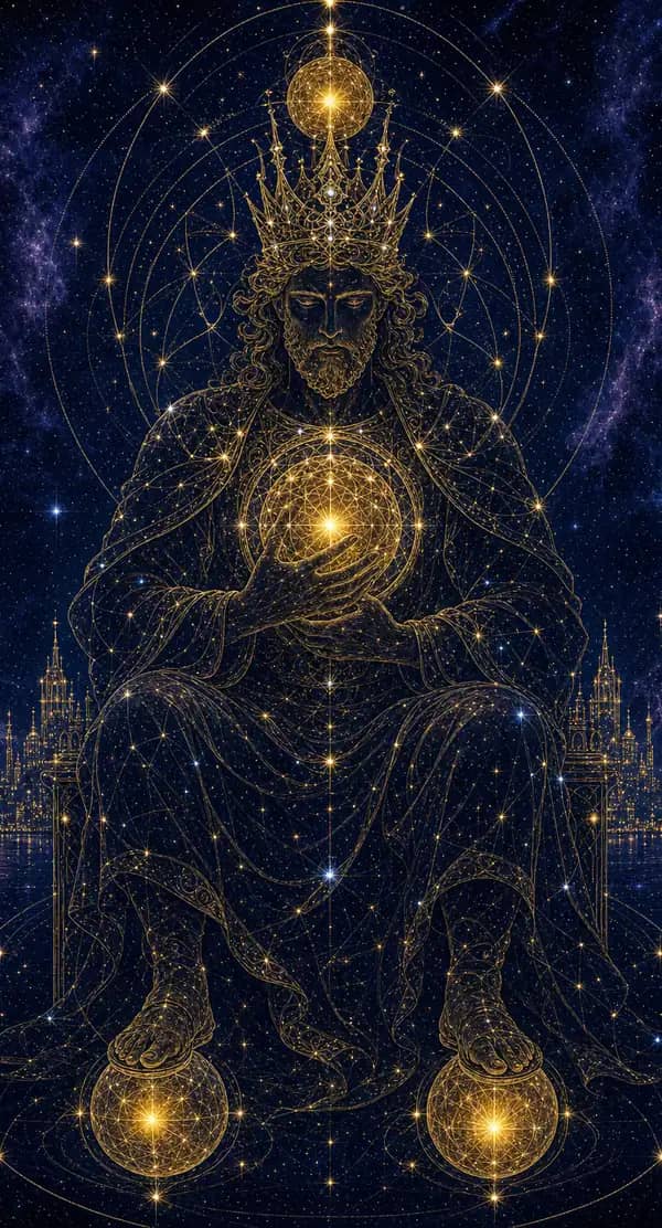 La carte Quatre de Deniers du jeu de tarot quantique