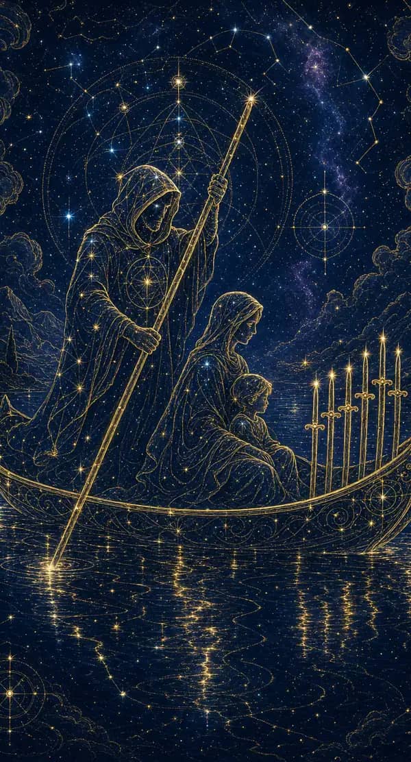 La carte Six d'Épées du jeu de tarot quantique