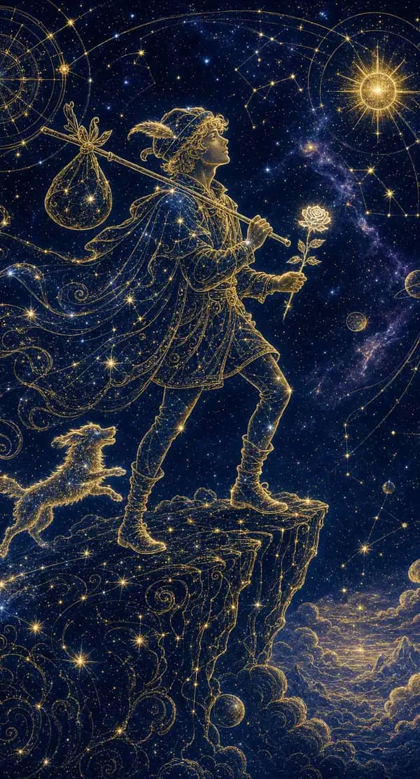 La carte Le Mat du jeu de tarot quantique