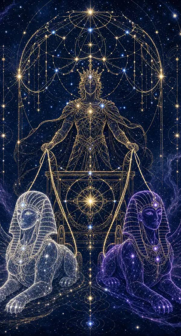 La carte Le Chariot du jeu de tarot quantique