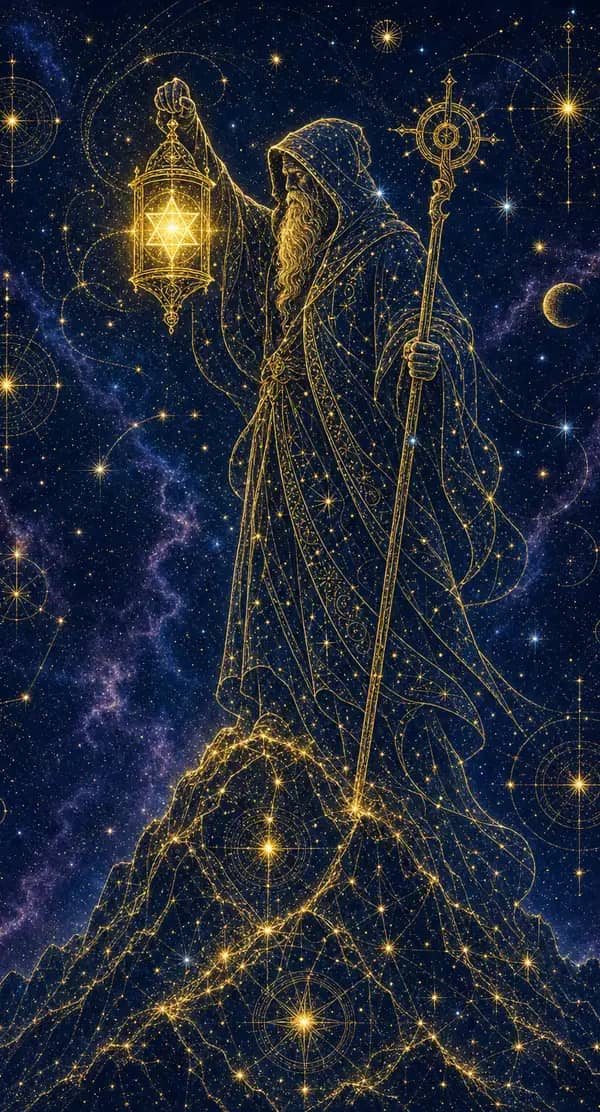 La carte L'Hermite du jeu de tarot quantique