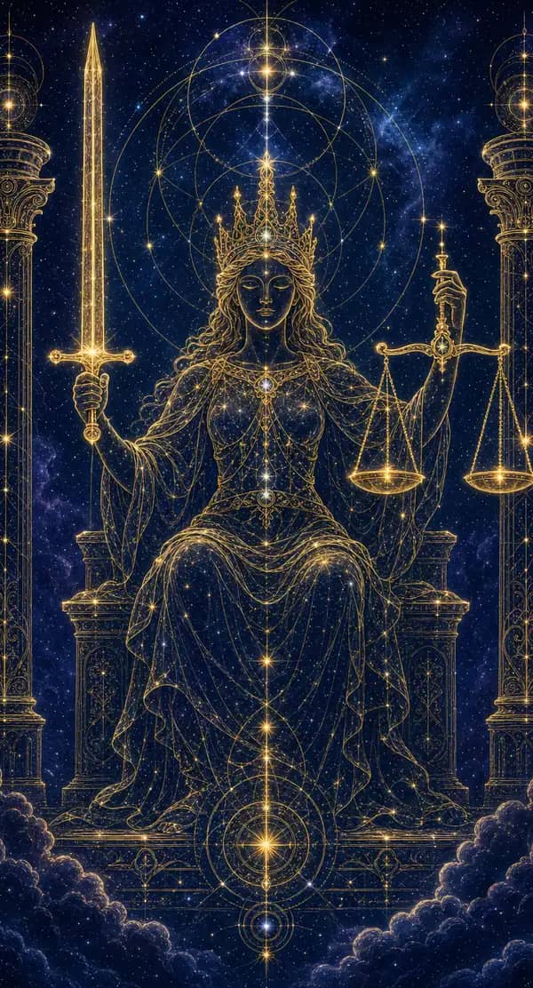 La carte La Justice du jeu de tarot quantique