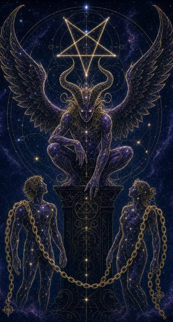 La carte Le Diable du jeu de tarot quantique